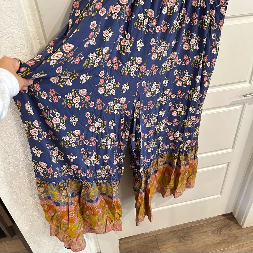 Natural Life Zoe Wide Leg Floral Boho Jumpsuit Size Large - Picture 4 of 10